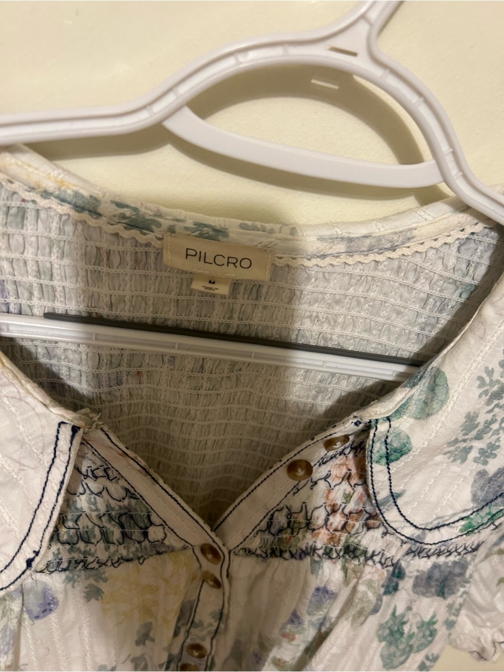 NWOT Anthropologie Pilcro White Floral Babydoll Mini Dress Peter Collar Sz M - Picture 5 of 11